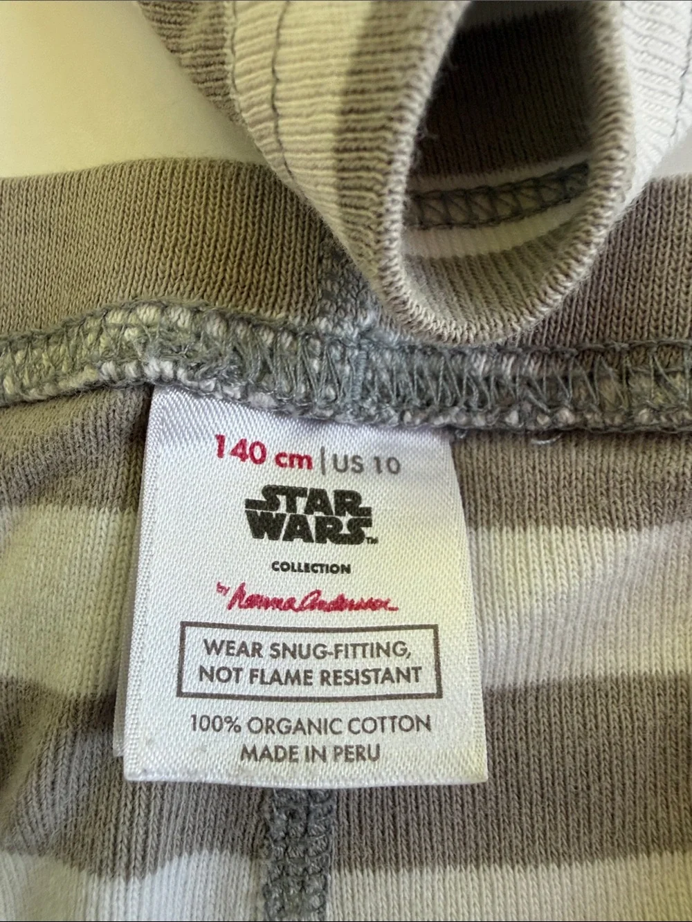 Hanna Andersson Gray & White Striped Kids Pajama Set with Stormtrooper Patch